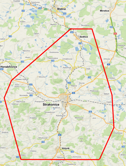 Milion pro Strakonice - spádová mapa (1)