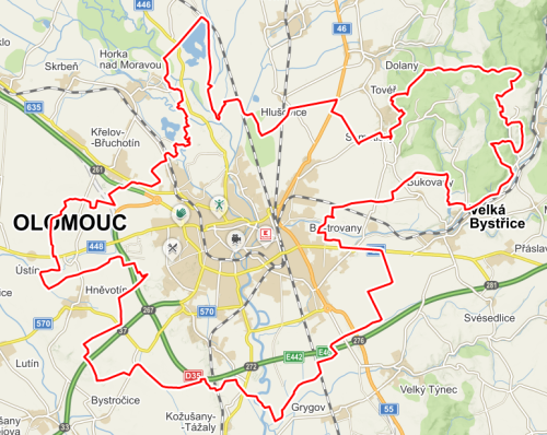 mapa Olomouc