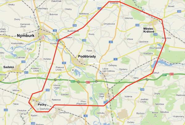 mapa Poděbrady
